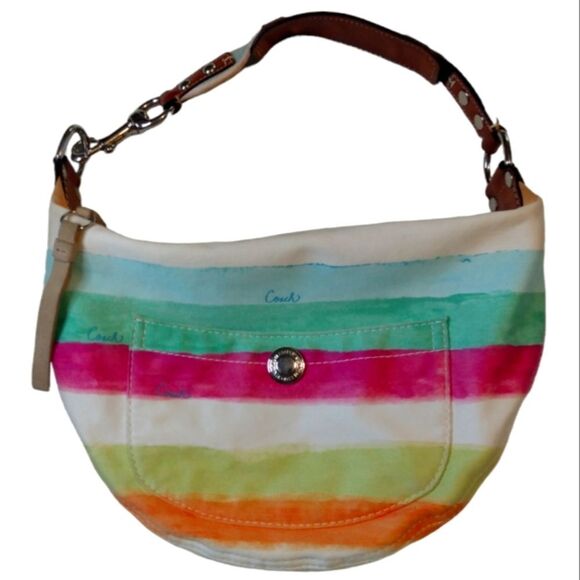 Coach Hampton Watercolor Stripe Small Hobo Bag USED‎
